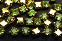 Шатоны Astra 4мм пришивные в оправе, цвет 06 светло-зеленый/золото, стекло/латунь, 62-013, 50шт