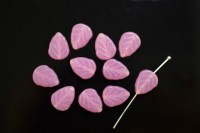 Бусина Листочек 10х8х3мм, цвет розовый, стеклянная, непрозрачная, 735-016, 10шт