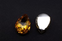 Кристалл Капля Astra 18х13мм пришивной в оправе, цвет желтый/серебро, стекло/латунь, 43-316, 3шт