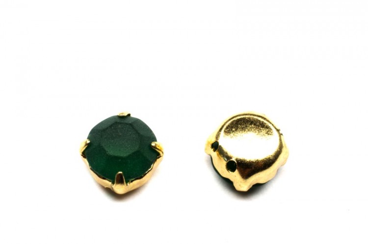 Шатоны Preciosa Maxima 8,3мм в оправе, цвет mat emerald DF/gold, 63-147, 4шт Шатоны Preciosa Maxima 8,3мм в оправе, цвет mat emerald DF/gold, 63-147, 4шт
