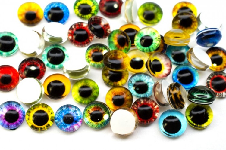 Кабошон стеклянный круглый с принтом Глаз 6х3,5мм, микс цветов, 2030-067, 10шт Кабошон стеклянный круглый с принтом Глаз 6х3,5мм, микс цветов, 2030-067, 10шт