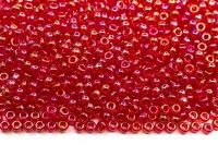 Бисер японский MIYUKI круглый 11/0 #0254 красный, радужный прозрачный, 10 грамм