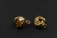 Гвоздики основы для серег Узел 13х18х0,8мм, отверстие 2мм, цвет золото, железо, 21-185, 1 пара