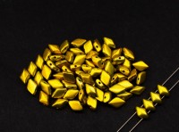 Бусины GemDuo 8х5мм, отверстие 0,8мм, цвет 23980/24208 желтое золото металлик, 709-069, 10г (около 64шт)