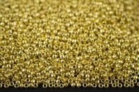 Бисер японский TOHO круглый 11/0 #PF0590 желтое золото, Permanent Finish гальванизированный, 10 грамм