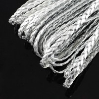 Шнур из искусственной кожи плетеный "Елочка" 5х2мм, цвет серебристый, 29-046, 1 метр