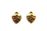Подвеска Сердце Made with Love 10х12х1,8мм, отверстие 2мм, цвет античное золото, сплав металлов, 22-122, 4шт