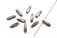 Бусины Dagger beads 11х3мм, отверстие 0,8мм, цвет 03000/14449 серый глянцевый, 736-021, 10шт