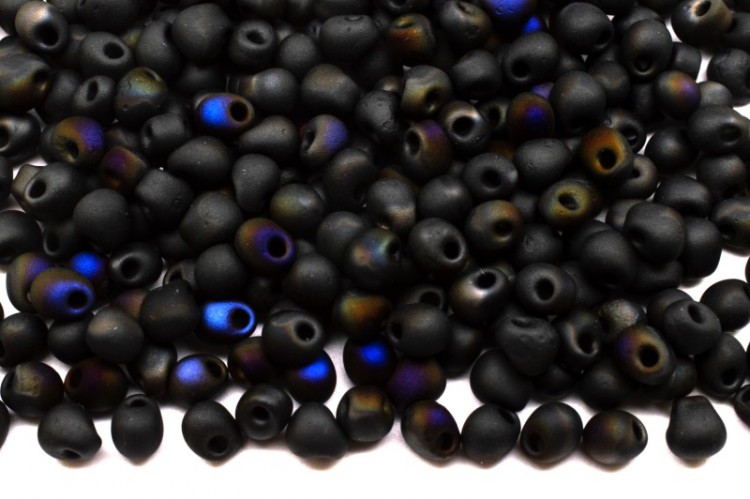Бисер MIYUKI Drops 3,4мм #55042 Black Azuro, матовый непрозрачный, 10 грамм Бисер MIYUKI Drops 3,4мм #55042 Black Azuro, матовый непрозрачный, 10 грамм