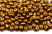 Бусины MiniDuo 2х4мм, отверстие 0,7мм, цвет 00030/01740 золотистая бронза матовый металлик, 707-005, 5г (около 115шт)
