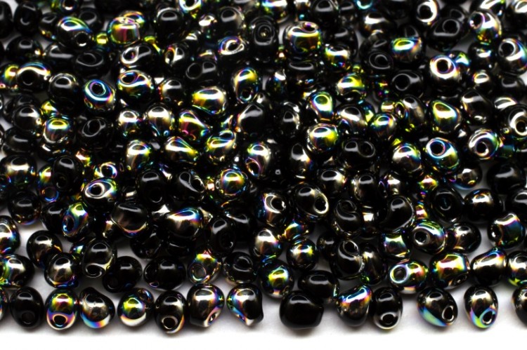 Бисер MIYUKI Drops 3,4мм #55038 Black Vitrail, непрозрачный, 10 грамм Бисер MIYUKI Drops 3,4мм #55038 Black Vitrail, непрозрачный, 10 грамм