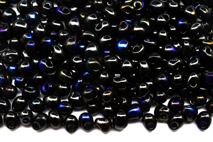 Бисер MIYUKI Drops 3,4мм #55031 Black Azuro, непрозрачный, 10 грамм Бисер MIYUKI Drops 3,4мм #55031 Black Azuro, непрозрачный, 10 грамм