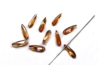 Бусины Dagger beads 11х3мм, отверстие 0,8мм, цвет 00030/29121 абрикосовый прозрачный, 736-035, 10шт