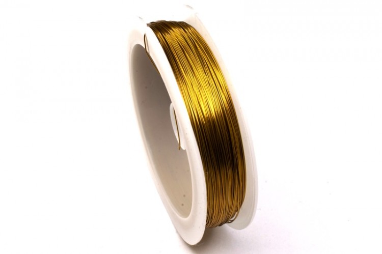 Проволока для бисера, диаметр 0,3мм, длина около 50м, цвет золото, 1009-091, 1шт Проволока для бисера, диаметр 0,3мм, длина около 50м, цвет золото, 1009-091, 1шт