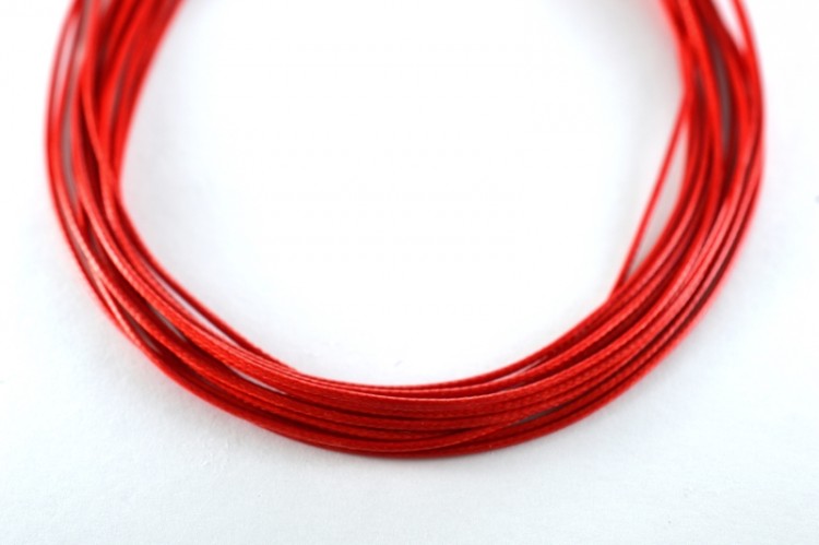 Шнур вощеный толщина 1мм, цвет красный, полиэфир, 53-013, 1 метр Шнур вощеный толщина 1мм, цвет красный, полиэфир, 53-013, 1 метр