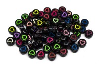 Бусины Сердечки 7х4мм, отверстие 1,5мм, цвет разноцветный/черный, пластик, 540-191, 10г (около 79шт)