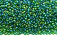 Бисер японский MIYUKI круглый 11/0 #0146FR зеленый, матовый радужный прозрачный, 10 грамм