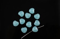 Бусина Сердечко 8х8х4мм, цвет голубой, стеклянная, 735-033, 10шт