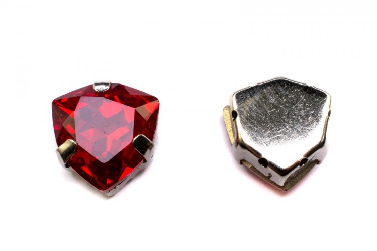 Кристалл Триллиант в оправе 12мм, цвет red/серебро, стекло, 43-335, 1шт Кристалл Триллиант в оправе 12мм, цвет red/серебро, стекло, 43-335, 1шт