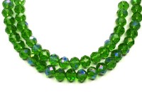 Бусина стеклянная Рондель 10х8мм, цвет зеленый, частично гальваническое покрытие, прозрачная, 509-041, 10шт