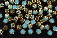 Шатоны Preciosa Maxima 4мм в оправе, цвет turquoise U/gold, 63-123, 10шт