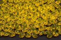 Бусины MiniDuo 2х4мм, отверстие 0,7мм, цвет 80020 желтый прозрачный, 707-060, 5г (около 115шт)