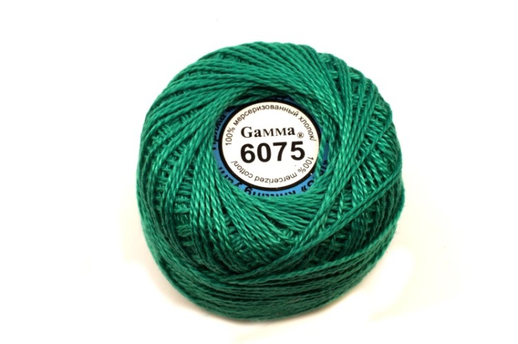 Нитки Ирис Gamma, цвет 6075 зеленый, 82м/10г, хлопок 100%, 1шт Нитки Ирис Gamma, цвет 6075 зеленый, 82м/10г, хлопок 100%, 1шт
