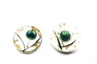 Кабошон круглый Сухоцветы 20х4-7мм, цвет прозрачный/бирюзовый, смола, 2006-009, 1шт