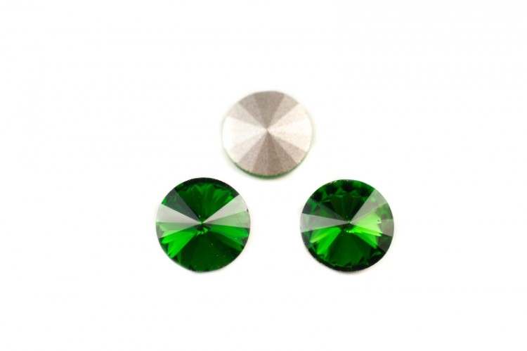 Кристалл Риволи 12мм, цвет зеленый, стекло, 26-158, 2шт Кристалл Риволи 12мм, цвет зеленый, стекло, 26-158, 2шт