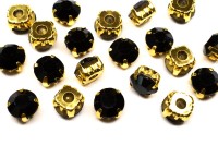 Шатоны Astra 7мм пришивные в оправе, цвет 38 черный/золото, стекло/латунь, 62-135, 20шт