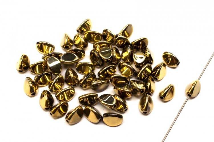 Бусины Pinch beads 5х3мм, отверстие 0,8мм, цвет 00030/26440 хрусталь/золотой, 755-027, 10г (около 117шт) Бусины Pinch beads 5х3мм, отверстие 0,8мм, цвет 00030/26440 хрусталь/золотой, 755-027, 10г (около 117шт)