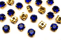 Шатоны Astra 6мм пришивные в оправе, цвет 25 синий/золото, стекло/латунь, 62-032, 40шт