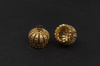 Концевик Корона 13х14мм, внутренний диаметр 9мм, отверстие 1мм, цвет золото, латунь/стразы цирконий, 01-352, 2шт
