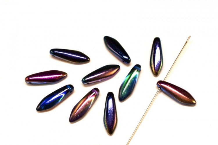 Бусины Dagger beads 16х5мм, отверстие 0,8мм, цвет 00030/95100 Crystal/Magic Blue, 736-083, 10шт Бусины Dagger beads 16х5мм, отверстие 0,8мм, цвет 00030/95100 Crystal/Magic Blue, 736-083, 10шт