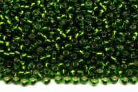 Бисер чешский PRECIOSA круглый 10/0 57120 зеленый, серебряная линия внутри, 2 сорт, 50г