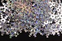 Пайетки Снежинки, диаметр 19мм, цвет серебристый с голографическим эффектом, 1022-026, 10 грамм