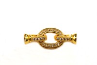 LUX Замок-кольцо с концевиками, 17х13х3мм, внутренний диаметр 10х6мм, цвет золото, латунь/цирконий, 18К позолота, 08-083, 1шт