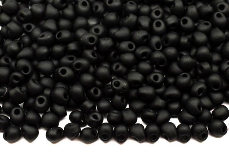 Бисер MIYUKI Drops 3,4мм #0401F черный, матовый непрозрачный, 10 грамм Бисер MIYUKI Drops 3,4мм #0401F черный, матовый непрозрачный, 10 грамм