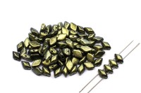 Бусины GemDuo 8х5мм, отверстие 0,8мм, цвет 23980/94107 темный оливковый хамелеон, 709-089, 10г (около 64шт)