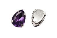 Кристалл Капля 10х7мм пришивной в оправе, цвет баклажан, стекло, 43-120, 2шт