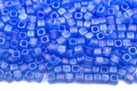 Бисер японский Miyuki Cube кубический 1,8мм #0150FR лазурный, матовый прозрачный радужный, 10 грамм