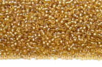 Бисер чешский PRECIOSA круглый 10/0 17029 золотой радужный, серебряная линия внутри, 1 сорт, 50г
