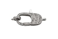 Замок-карабин 34х15х7мм, отверстие 1,5мм, цвет платина, латунь/цирконий, 07-122, 1шт