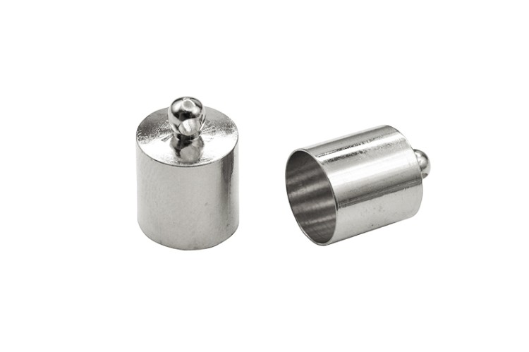 Концевик 12х8мм, внутренний диаметр 7,8мм, отверстие 1,5мм, цвет серебро, латунь, 01-096, 2шт Концевик 12х8мм, внутренний диаметр 7,8мм, отверстие 1,5мм, цвет серебро, латунь, 01-096, 2шт