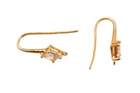 Основа для серег 25х12х10мм, отверстие 1мм, цвет золото, латунь/цирконий, 18К позолота, 21-136, 1 пара