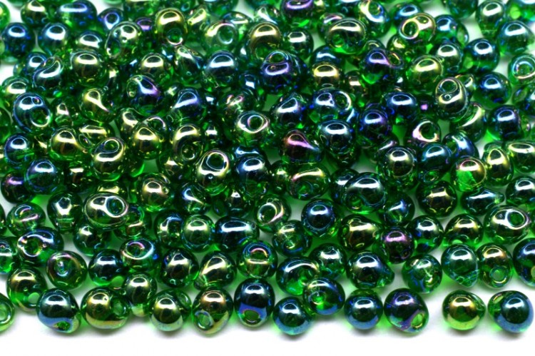 Бисер MIYUKI Drops 3,4мм #0179 зеленый, прозрачный радужный, 10 грамм Бисер MIYUKI Drops 3,4мм #0179 зеленый, прозрачный радужный, 10 грамм
