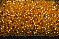 Бисер японский MIYUKI круглый 11/0 #0003F золотой, матовый, серебряная линия внутри, 10 грамм