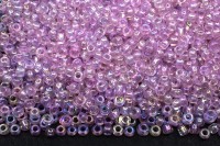 Бисер китайский круглый размер 12/0, цвет 0207 прозрачный, сиреневая линия внутри, радужный, 450г