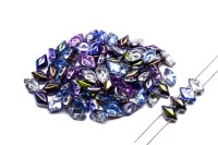 Бусины GemDuo 8х5мм, отверстие 0,8мм, цвет 00030/95100 Crystal/Magic Blue, 709-123, 10г (около 64шт)