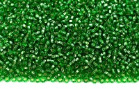 Бисер чешский PRECIOSA круглый 10/0 57100 зеленый, серебряная линия внутри, квадратное отверстие, 1 сорт, 50г